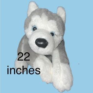 RARE HTF DISCONTINUED LARGE FAO schwarz husky plush puppy stuffed animal 22”